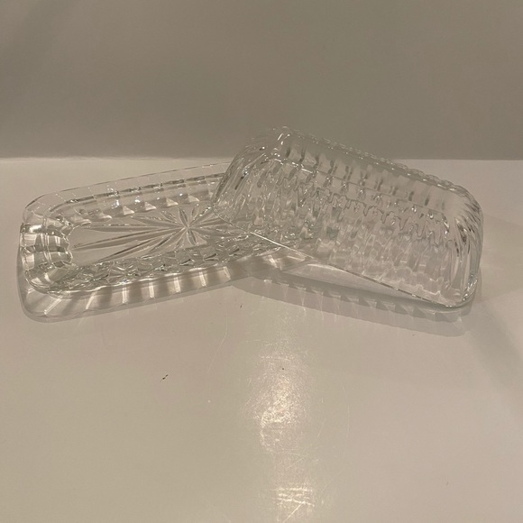 Dining Vintage Glass Butter Dish Beautiful Cut Design Poshmark